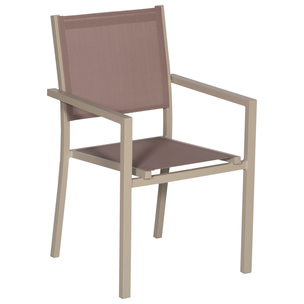 Lot de 6 chaises en aluminium taupe et textilène taupe