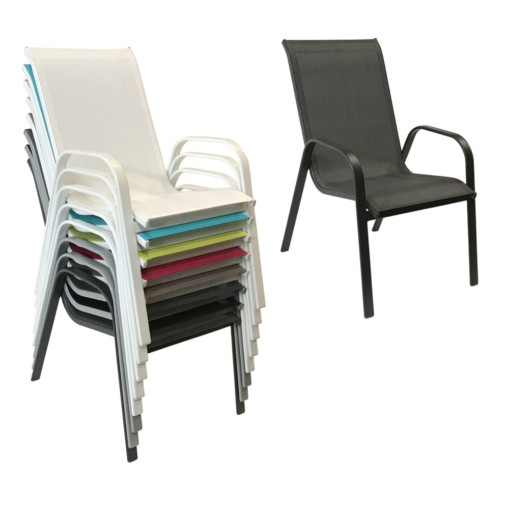 Set di 6 sedie in textilene grigio e alluminio antracite - Modello Contemporaneo - Grigio - PVC - Cloruro di polivinile