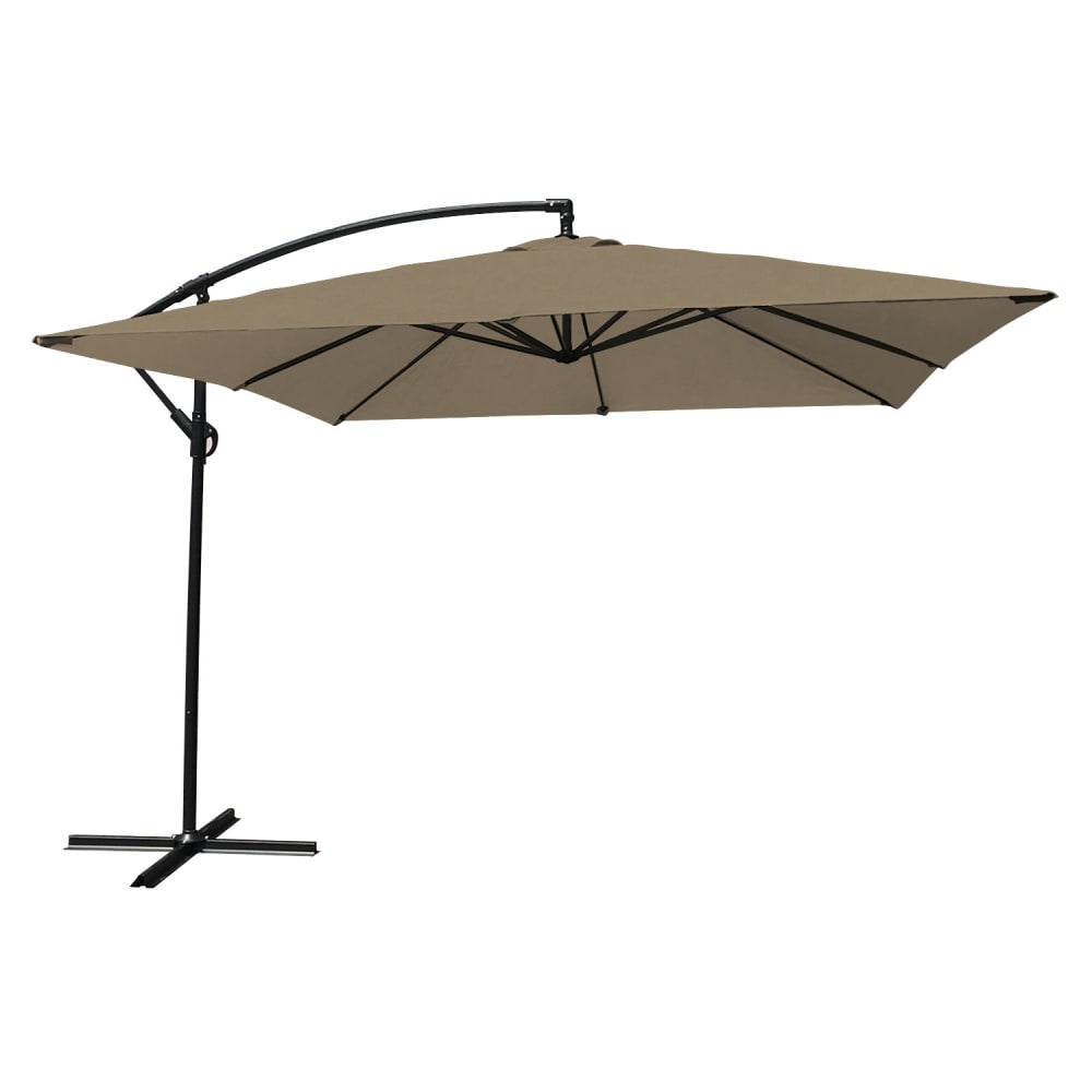 Parasol déporté carré 2,7x2,7m en acier et toile taupe