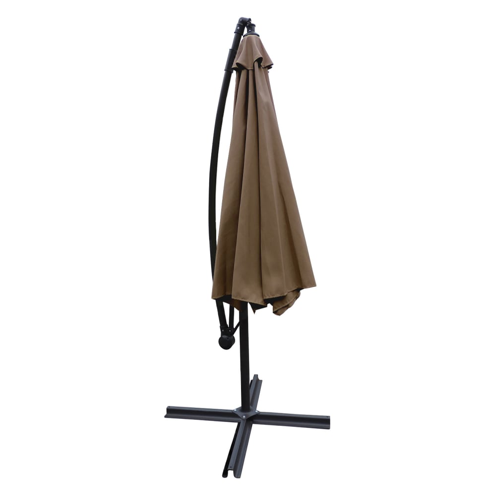 Parasol déporté rond 3m en acier et toile taupe avec housse - Maisons du Monde