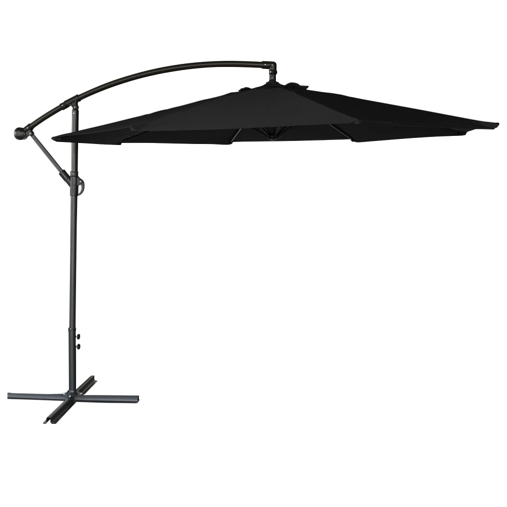 Parasol déporté rond 3,50m en acier et toile noire