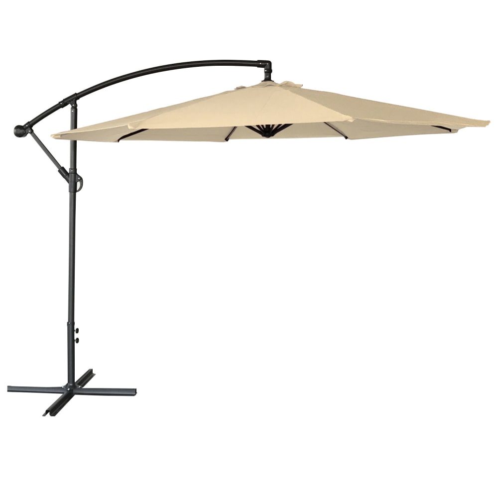 Parasol déporté rond 3m en acier et toile beige