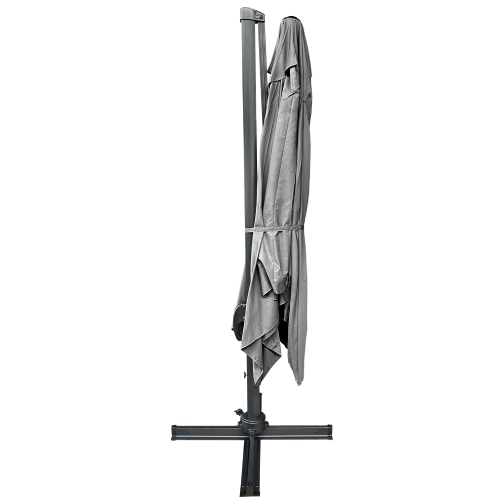 Parasol déporté carré 3x3m aluminium toile grise avec housse