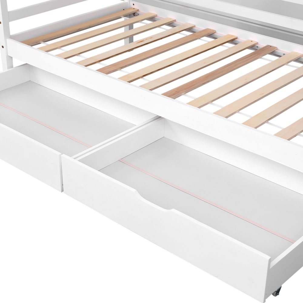 Lit banquette pour enfant avec tiroirs 190x90cm blanc - Maisons du Monde