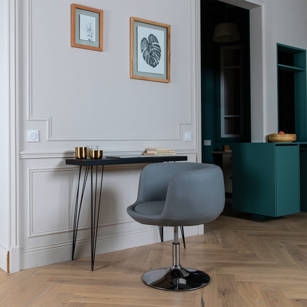 Tabouret de bar en simili cuir gris - Maisons du Monde