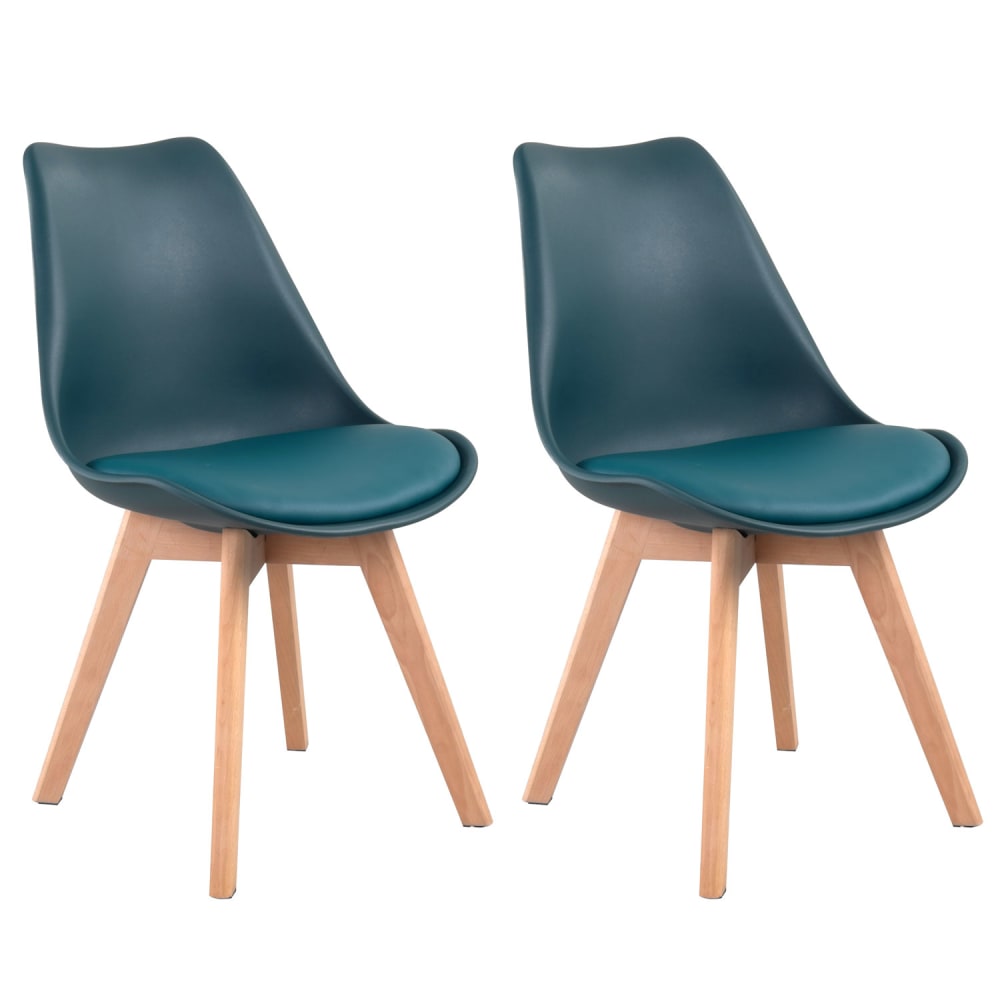 Lot de 2 chaises style scandinave bleu et bois de hêtre