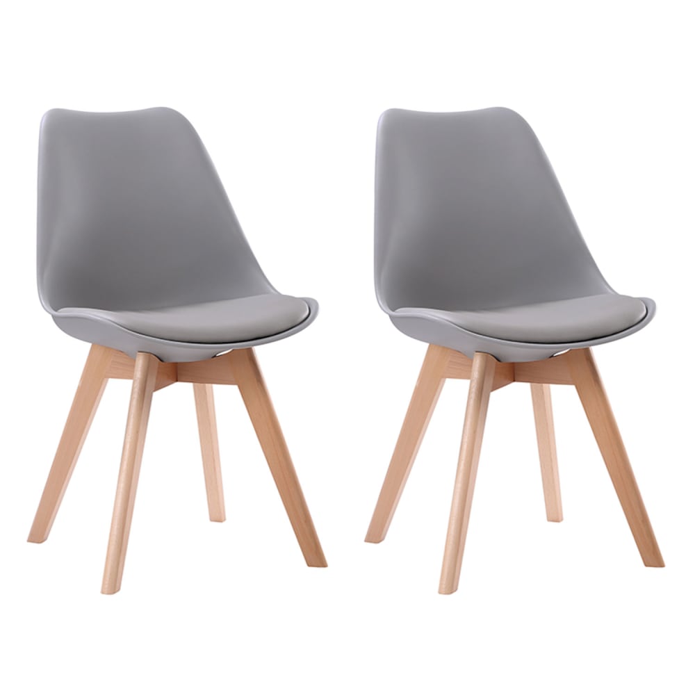 Happy Garden 2er Set Stühle im skandinavischen Stil in Grau und Buchenholz style classic chic Grau Pp - Polypropylen