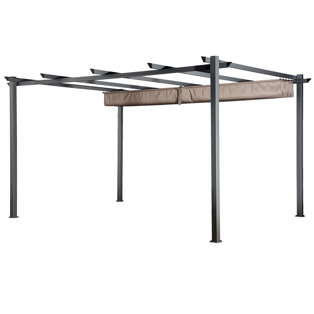 Pergola autoportante 3 × 4m en aluminium avec toile taupe - Maisons du Monde