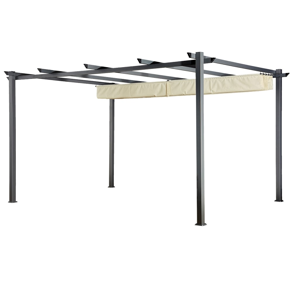 Freistehende Pergola 3 × 4m aus Aluminium mit Tuch beige -