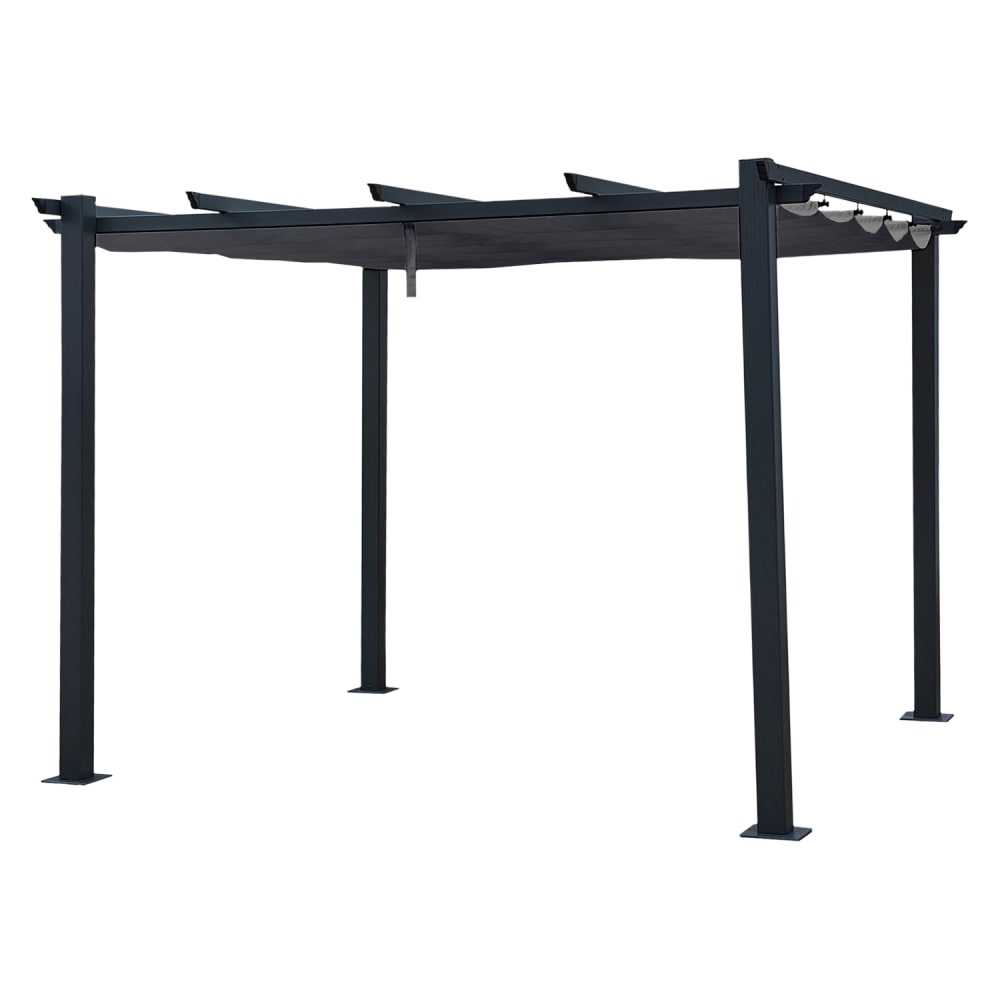 Pergola autoportante 3 × 3m en aluminium avec toile grise