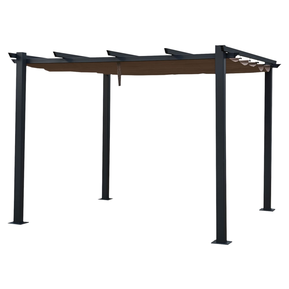 Pergola autoportante 3 × 3m en aluminium avec toile taupe