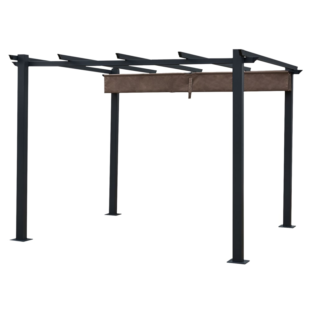 Pergola autoportante in alluminio 3 × 3 m con tessuto color