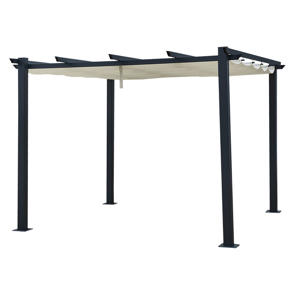 Pergola autoportante 3 × 3m en aluminium avec toile beige