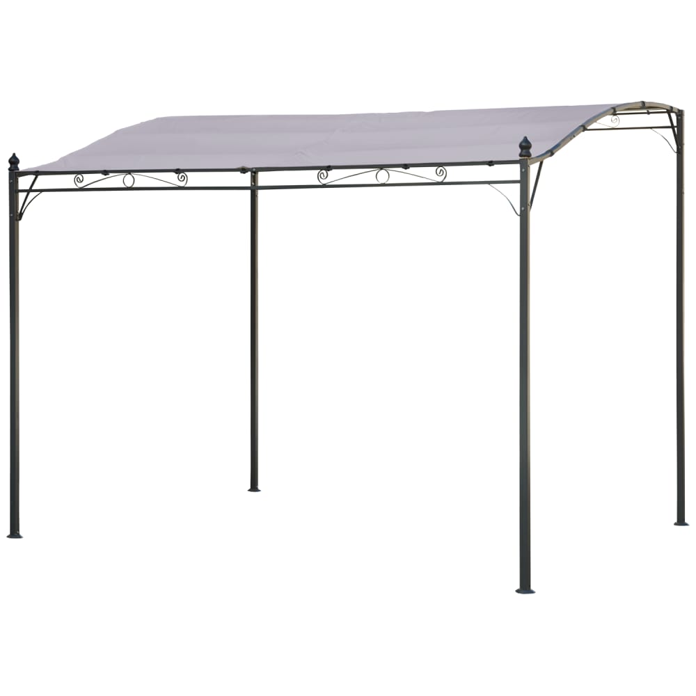 Pergola murale 3 × 2,5m en acier anthracite avec toile taupe