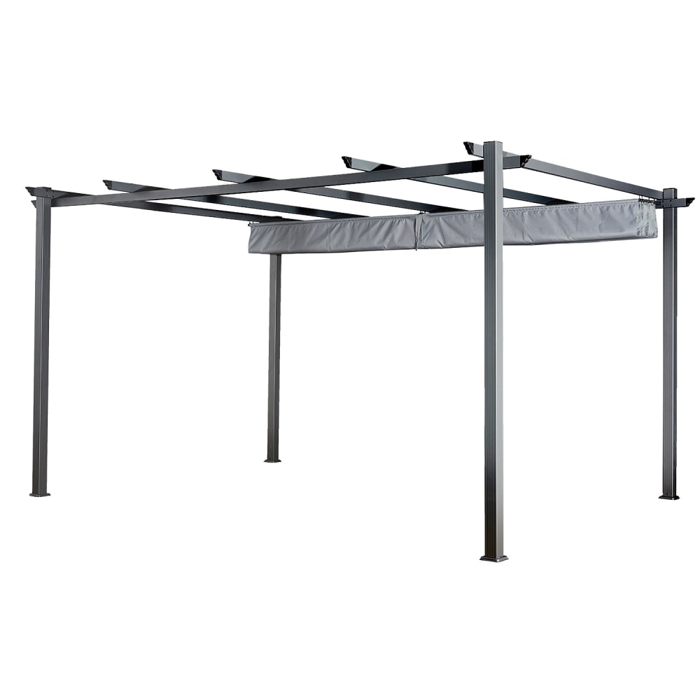 Pergola autoportante 3 × 4m en aluminium avec toile grise