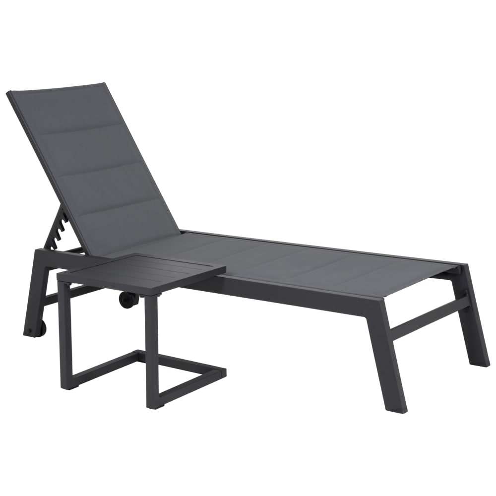 Transat et table en textilène gris aluminium anthracite