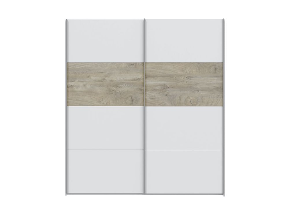 Armoire penderie avec portes coulissantes L180 x H200cm - Blanc / Bois