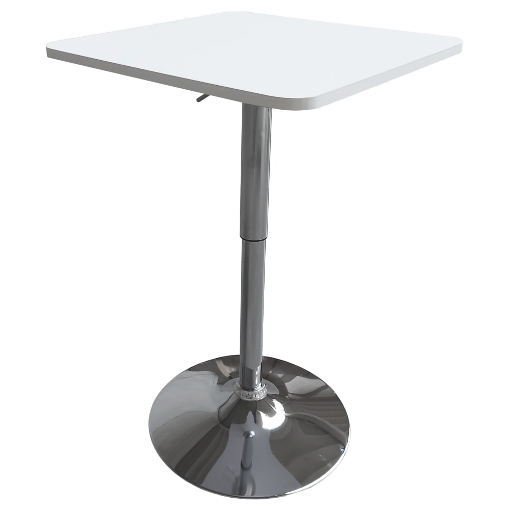 Mesa de bar blanca cuadrada y cromada
