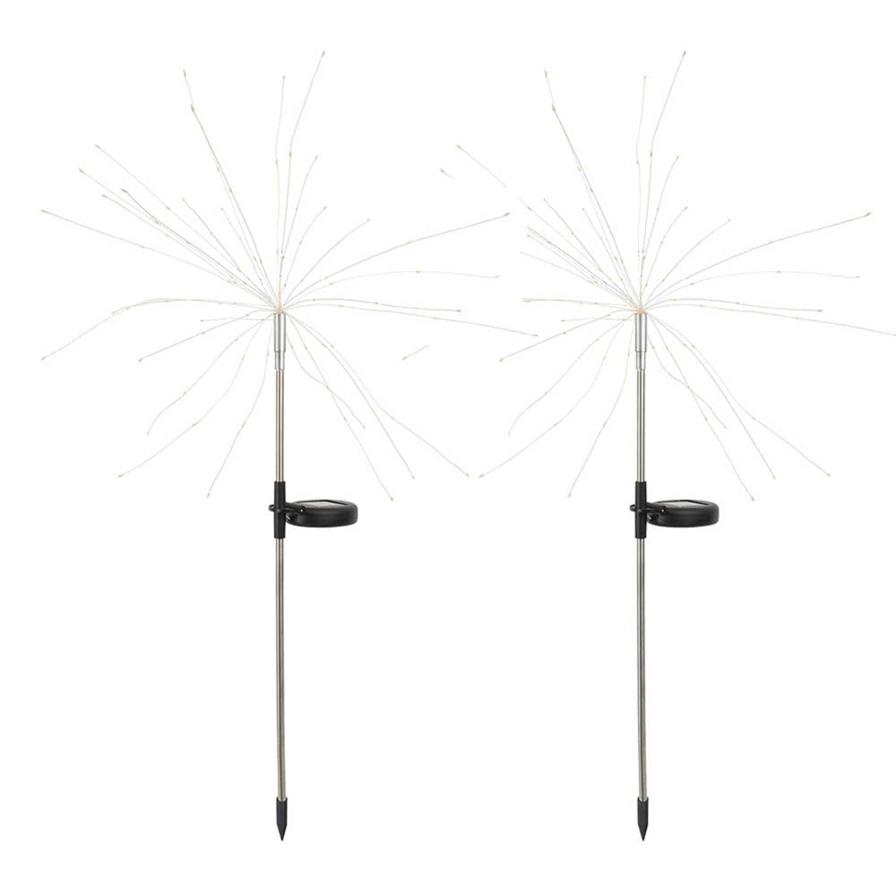 2 balises solaires à planter Acier Argent H97cm