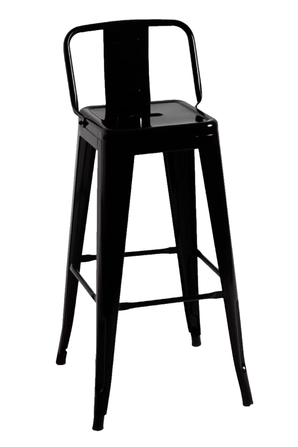 Taburete negro industrial en acero reforzado