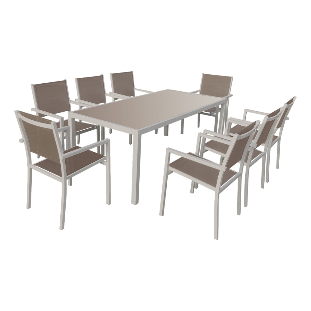 Happy Garden Gartenmöbel 8-Sitzer aus Aluminium in Taupe style modern Braun Aluminium