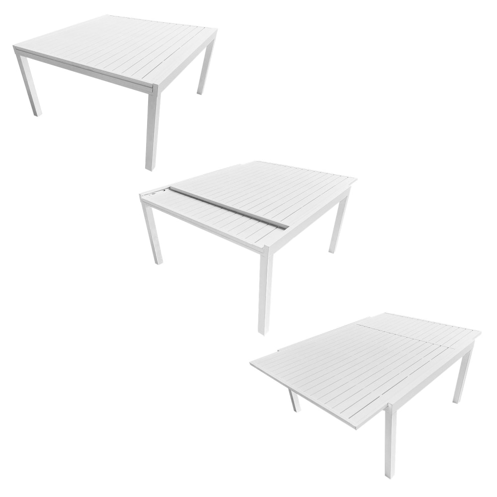 Tavolo da giardino in alluminio bianco e grigio 140/200cm - Happy