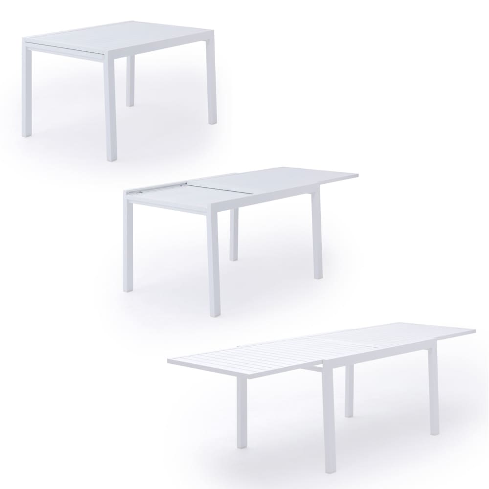 Gartenmöbel Tisch 132/264cm Aluminium weiß und grau - Maisons Du