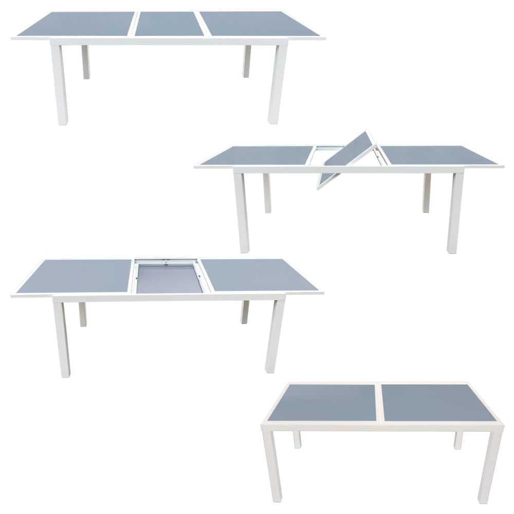 Set di mobili da giardino da 6 a 8 posti in alluminio bianco e