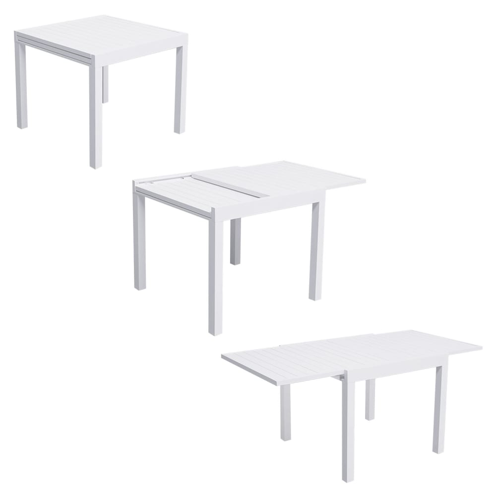 Salon de jardin table 90/180cm en aluminium blanc et gris - Maisons du Monde