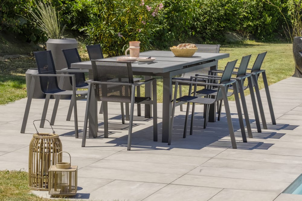 Conjunto de comedor de jardín 8 plazas de aluminio