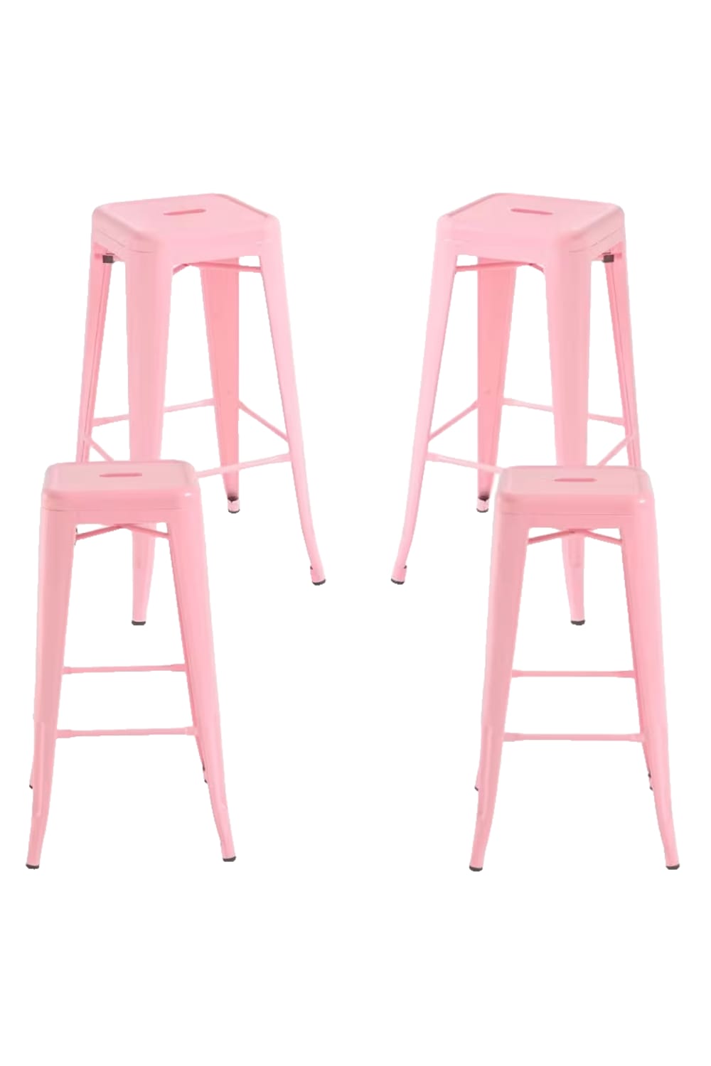 Pack 4 taburetes color rosa en acero reforzado