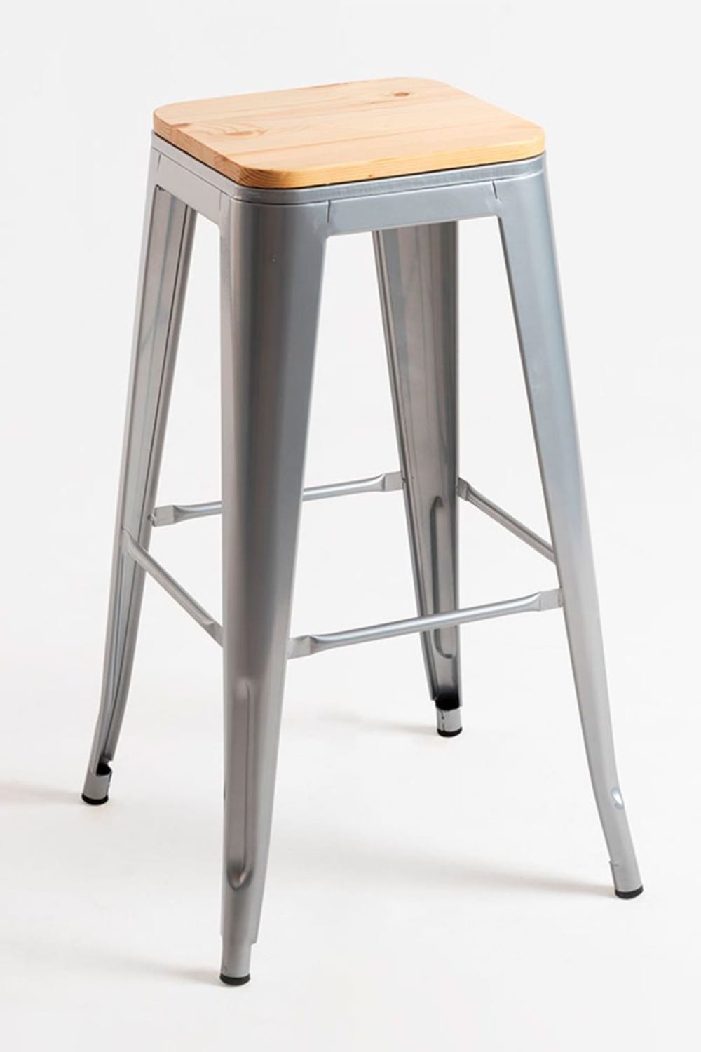 Pack 6 taburetes color gris metalizado en acero reforzado - Maisons du Monde