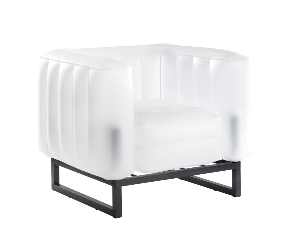 Fauteuil design Lumineux cadre aluminum assise thermoplastique blanc