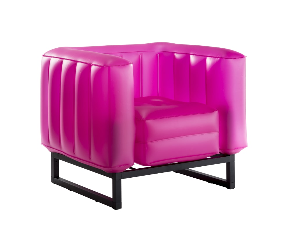 Fauteuil design Lumineux cadre aluminum assise thermoplastique rose