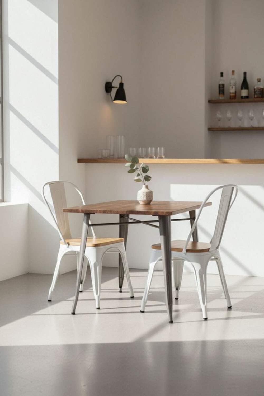 Silla en color blanco de estilo industrial en madera - Maisons du Monde