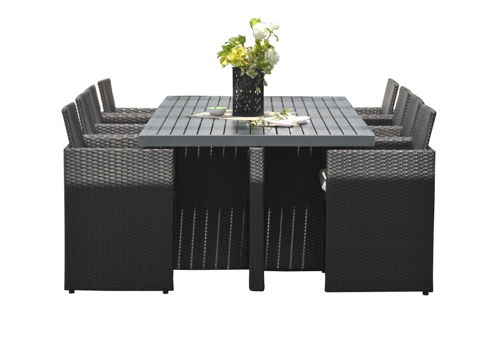 Ensemble repas encastrable 8 places résine tresséee