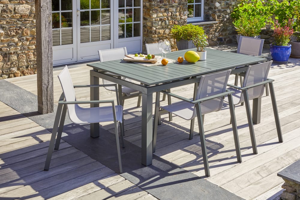 Conjunto de comedor de jardín 6 plazas de aluminio