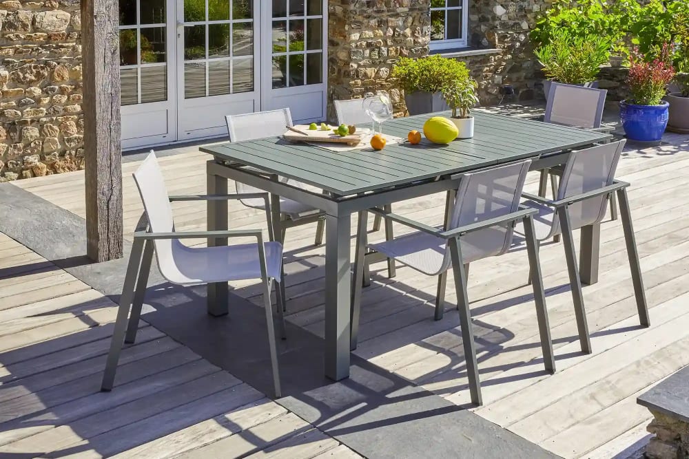 dcb garden Ensemble repas de jardin en aluminium style contemporain Vert