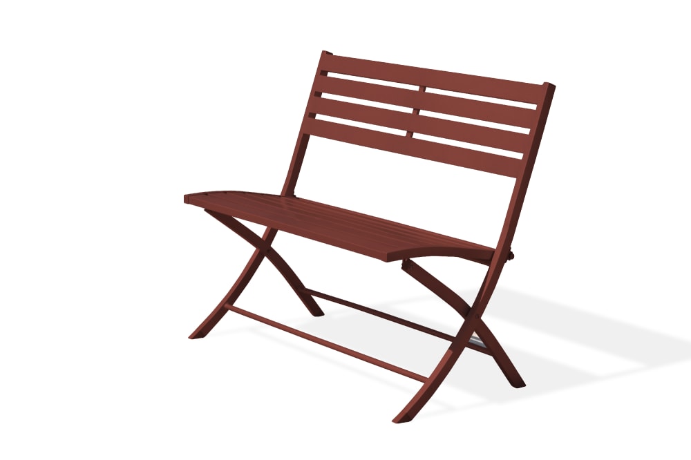 Banc de jardin pliant en aluminium rouge carmin