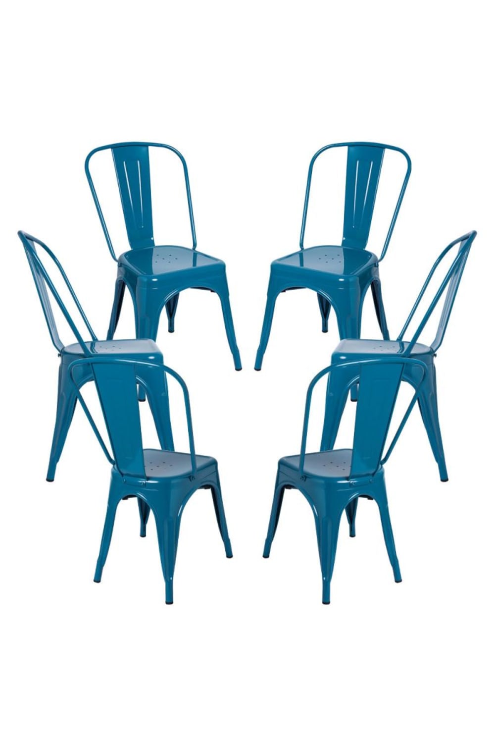 Pack 6 sillas color verde azulado en acero reforzado - Maisons du Monde