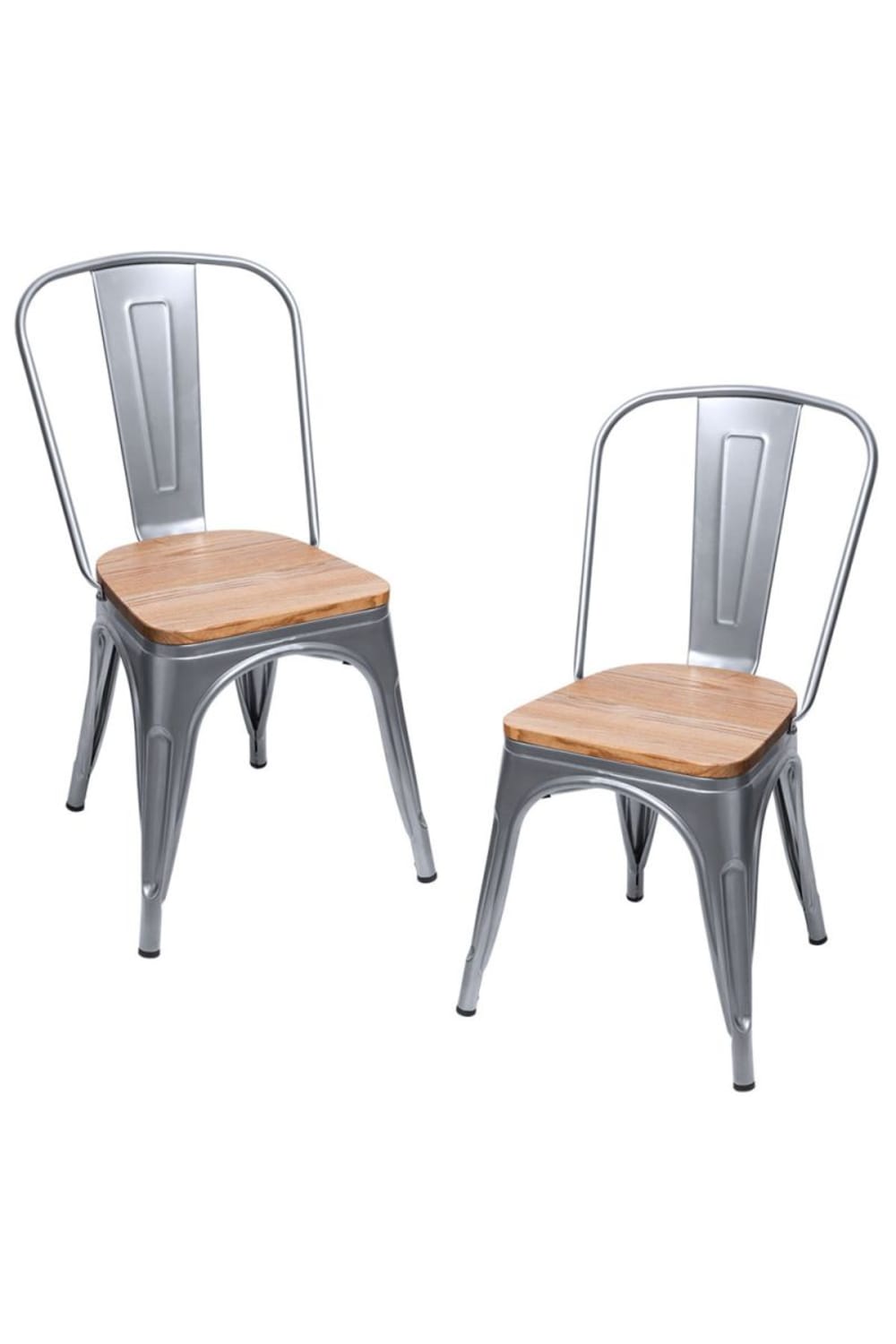Pack 2 sillas color gris metalizado en acero reforzado - Maisons du Monde