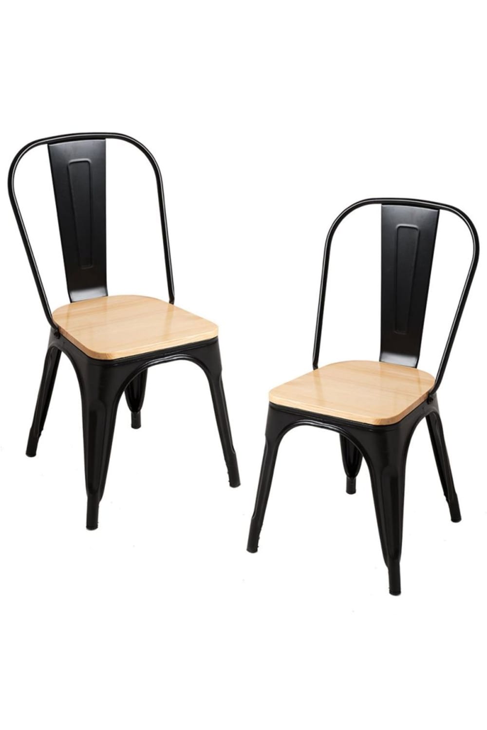 Pack 2 sillas color negro mate en acero reforzado - Maisons du Monde