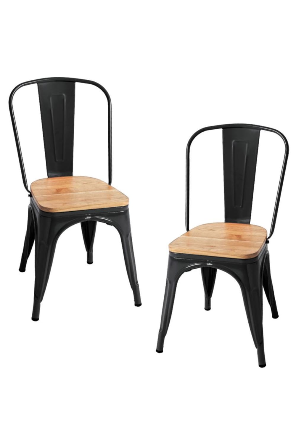 Pack 2 sillas color negro en acero reforzado - Maisons du Monde