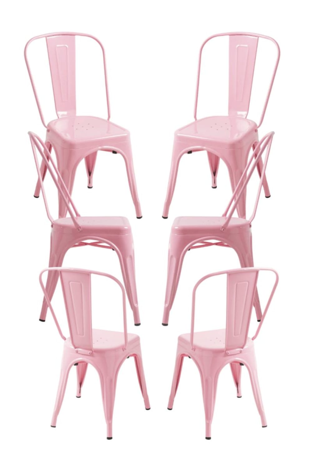 Pack 6 sillas color rosa en acero reforzado - Maisons du Monde