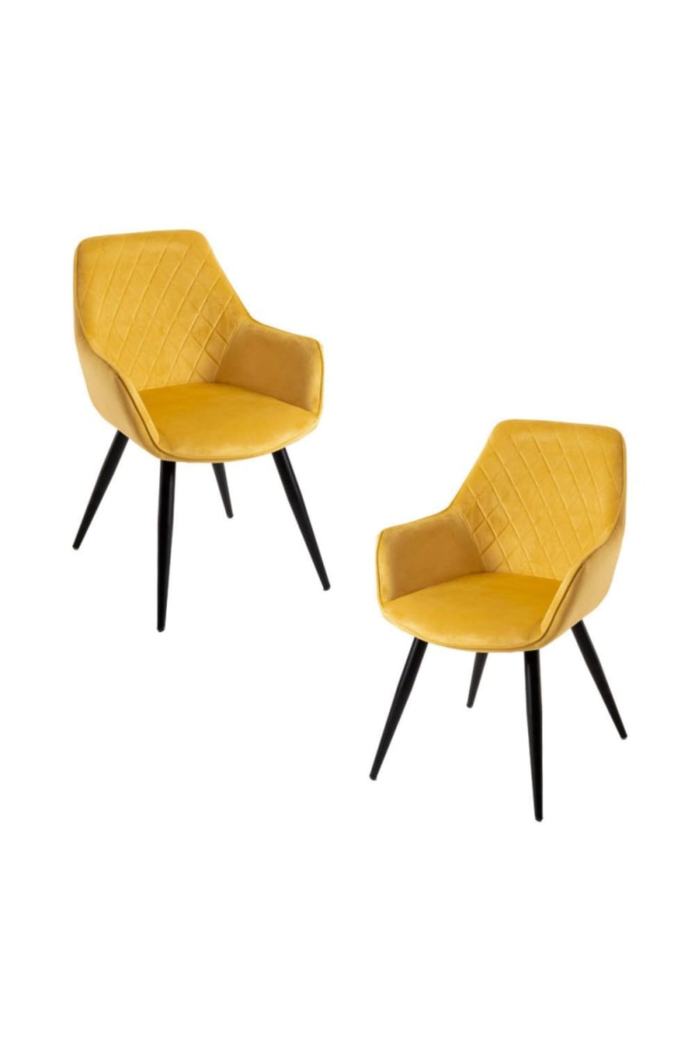 Pack 2 sillas color amarillo en terciopelo