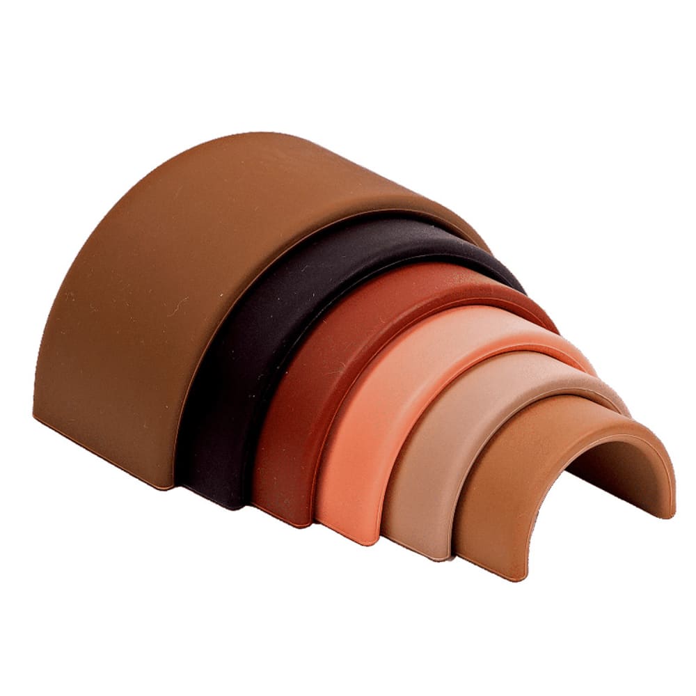 Dëna toys Jouet à empiler petit arc-en-ciel en silicone Diversité Marron Silicone Poly Organo Siloxane - 13x8x5cm