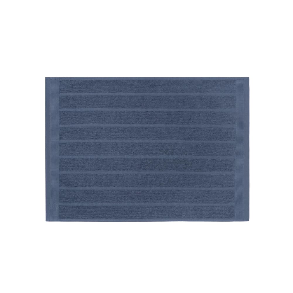 Alfombra de baño de algodón egipcio rizo color azul azulon. 50x70cm
