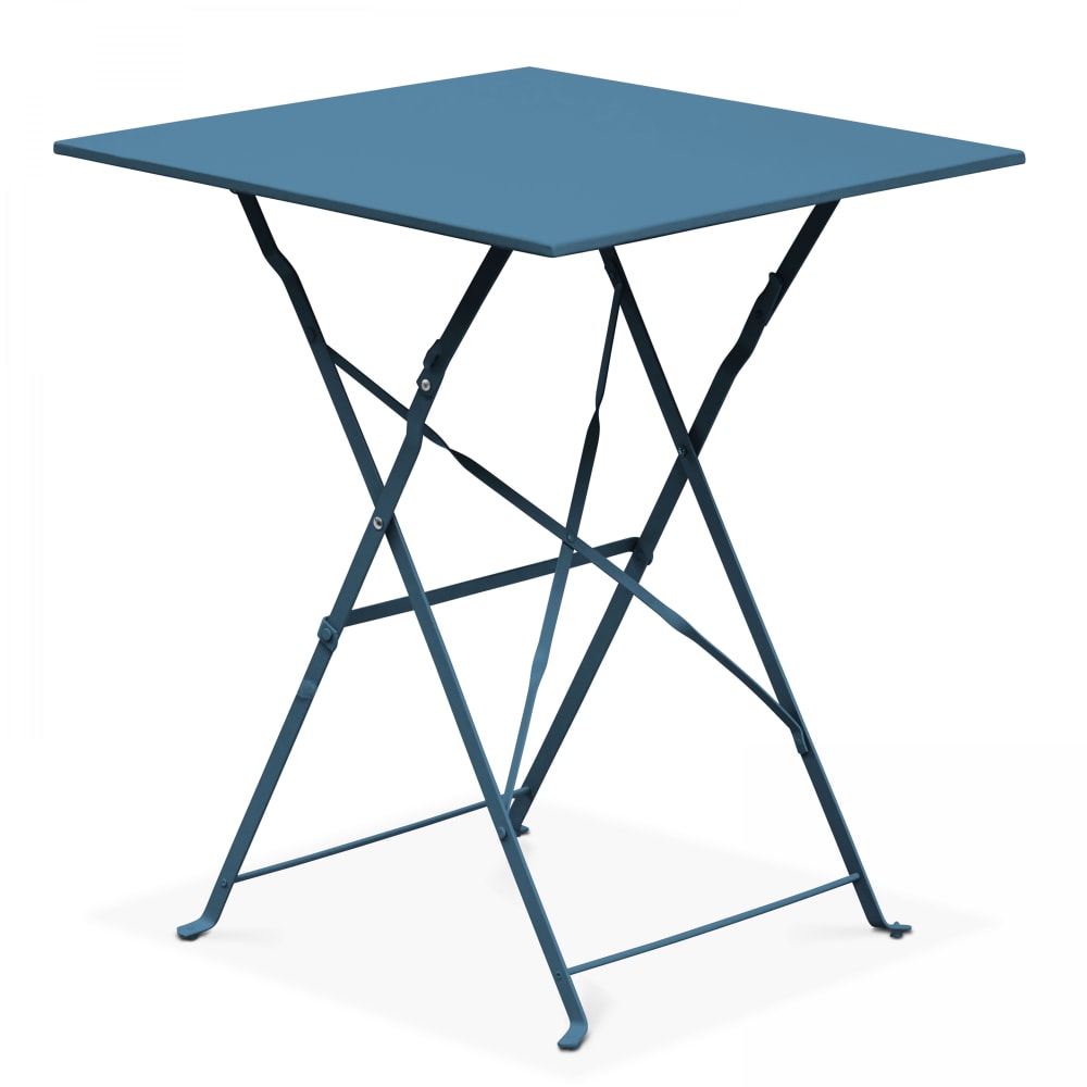 Table de jardin pliante bistrot en acier bleu pacific