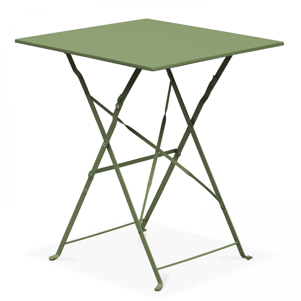 Table de jardin pliante bistrot en acier vert cactus