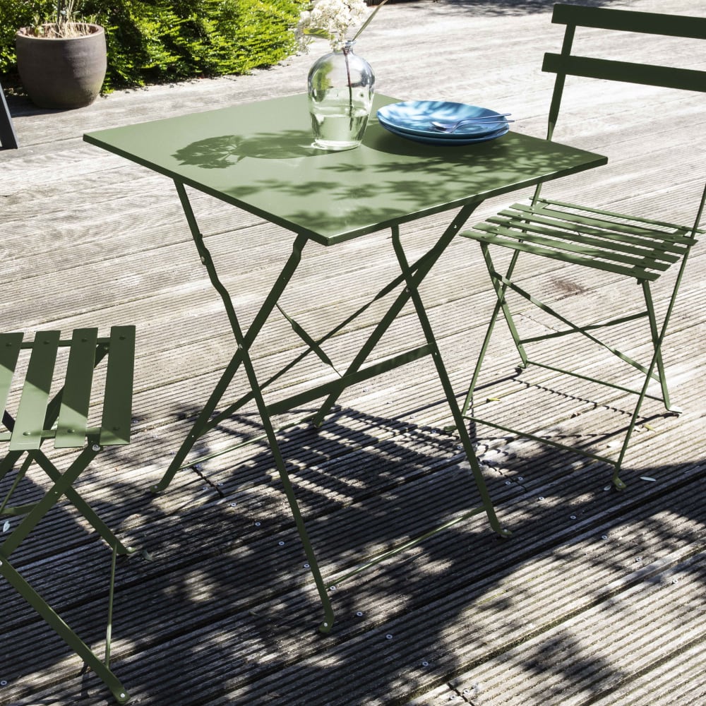 Table de jardin pliante bistrot en acier 60 cm vert cactus - Maisons du Monde
